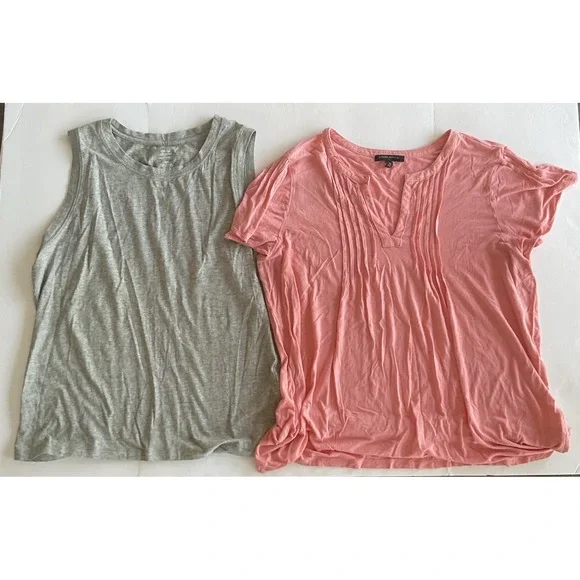 Banana Republic Grey Tank Pink Tee Shirt Large XL Lot - Picture 1 of 3